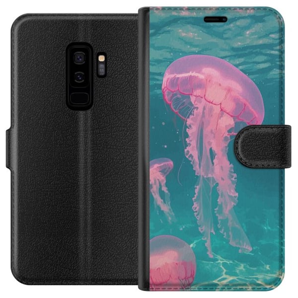 Yhteensopiva Lompakkokotelo Samsung Galaxy S9+ Vaaleanpunaiset meduusat kirkkaansinisessä meressä, maaginen vedenalainen design, jossa on rauhallinen Yhteensopiva Lompakkokotelo Samsung Galaxy S9+ Vaaleanpunaiset meduusat kirkkaansinisessä meressä, maaginen vedenalainen design, jossa on rauhallinen