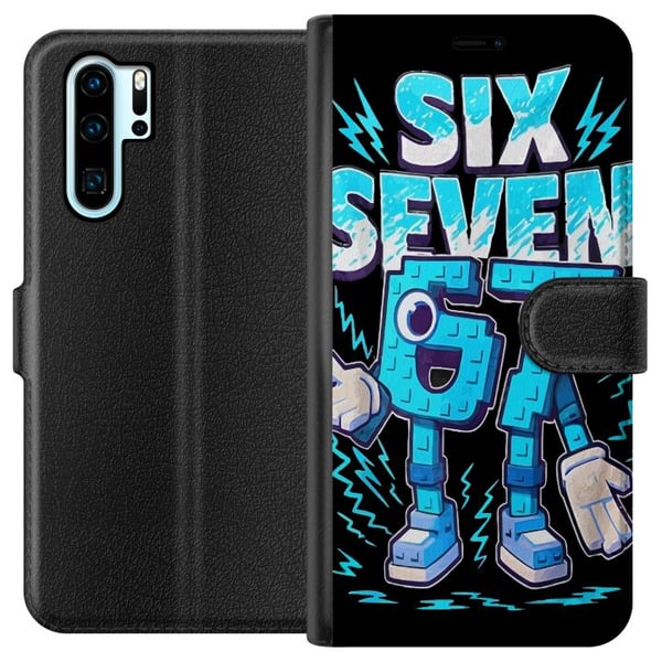 Kompatibel Tegnebogsetui til Huawei P30 Pro Legesyg blå Six Seven-illustration i retro arkadestil med stærk typografi og gamingstemning