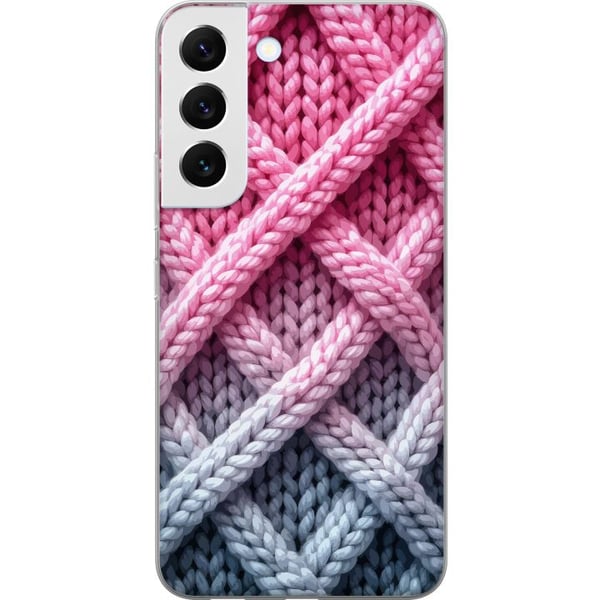 Kompatibelt Mobilskal till Samsung Galaxy S22 5G Tät närbild av flätad textil i rosa grå och vitt med tydlig taktil struktur Kompatibelt Mobilskal till Samsung Galaxy S22 5G Tät närbild av flätad textil i rosa grå och vitt med tydlig taktil struktur