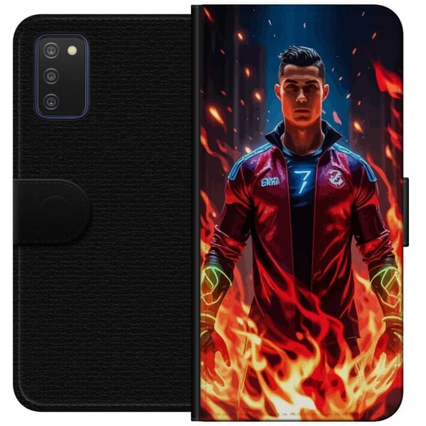 Kompatibelt Lommeboketui til Samsung Galaxy A03s Ronaldo Inferno - fotballhelt i flammer