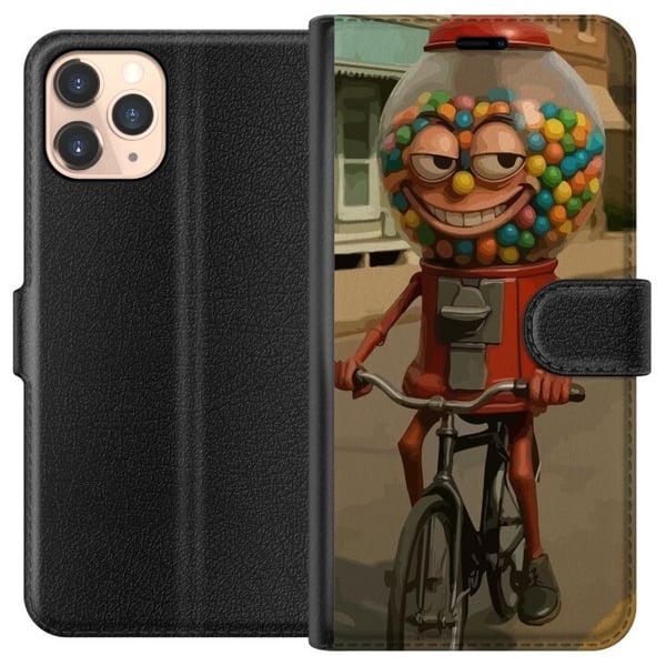 Kompatibelt Plånboksfodral till Apple iPhone 11 Pro Italian Brainrot illustration – Rolig godismaskin cyklar i retrodesign