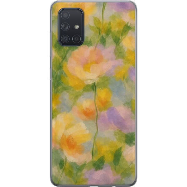 Kompatibelt Mobildeksel til Samsung Galaxy A71 Solvarme blomster i håndmalt romantisk stil Kompatibelt Mobildeksel til Samsung Galaxy A71 Solvarme blomster i håndmalt romantisk stil