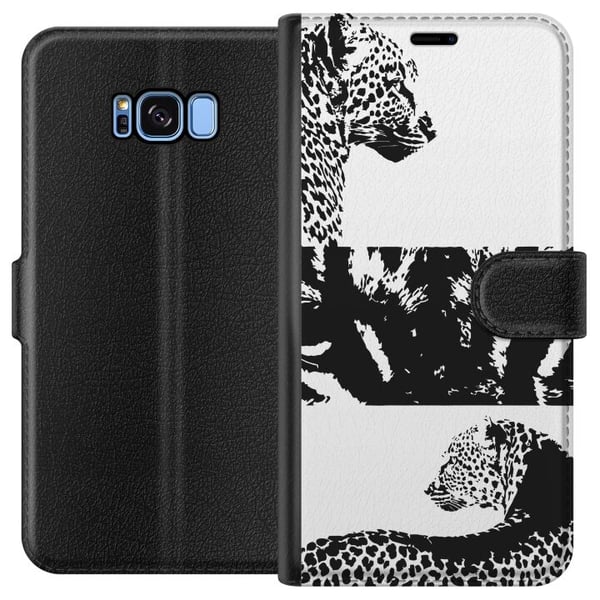 Kompatibelt Plånboksfodral till Samsung Galaxy S8 Leopard Faces – trendigt mönster med leopardansikten Kompatibelt Plånboksfodral till Samsung Galaxy S8 Leopard Faces – trendigt mönster med leopardansikten