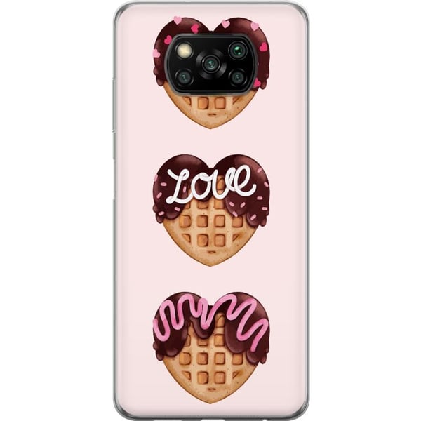 Kompatibel Mobilcover til Xiaomi Poco X3 NFC Hjerteformede vafler med chokolade, lyserøde dekorationer og kærlighedstema, sødt dessertinspireret desi