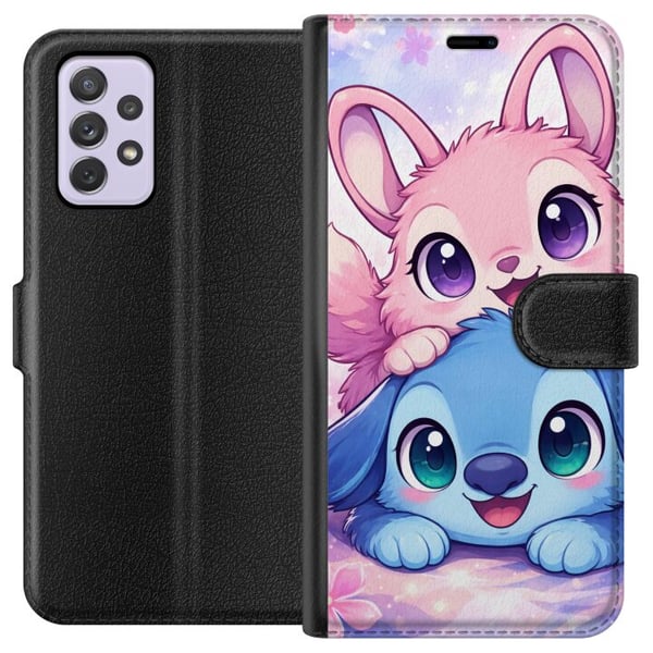 Kompatibelt Plånboksfodral till Samsung Galaxy A52s 5G Söt kawaii-illustration med rosa och blå fantasidjur, stora ögon och mjuka färger, perfekt dek Kompatibelt Plånboksfodral till Samsung Galaxy A52s 5G Söt kawaii-illustration med rosa och blå fantasidjur, stora ögon och mjuka färger, perfekt dek