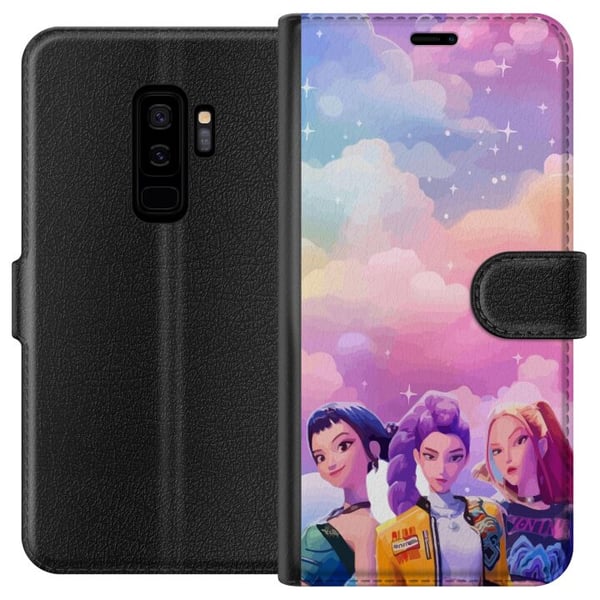 Kompatibelt Lommeboketui til Samsung Galaxy S9+ Fargerik popjentetrio med futuristisk stil og pastellhimmel, moderne ungdommelig illustrasjon Kompatibelt Lommeboketui til Samsung Galaxy S9+ Fargerik popjentetrio med futuristisk stil og pastellhimmel, moderne ungdommelig illustrasjon