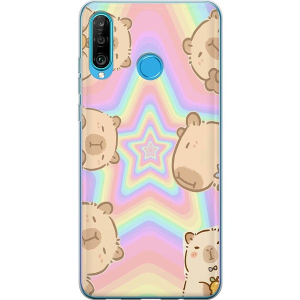 Kompatibelt Mobilskal till Huawei P30 lite Kawaii Capybara Galaxy Söt Anime Djur Rymdmotiv Kawaii Trend Present TikTok Design