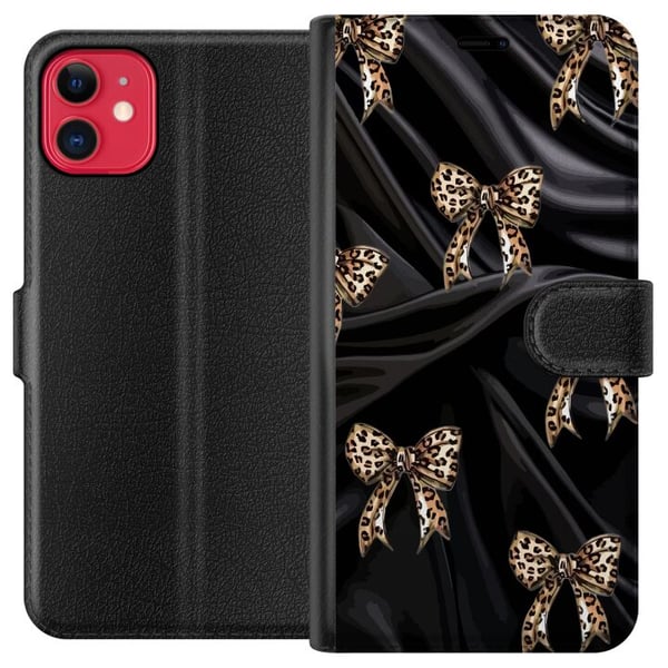 Kompatibel Tegnebogsetui til Apple iPhone 11 Leopardrosetter på sort silke, luksuriøst mønster med eksklusiv modefølelse, perfekt til dig, der kan li Kompatibel Tegnebogsetui til Apple iPhone 11 Leopardrosetter på sort silke, luksuriøst mønster med eksklusiv modefølelse, perfekt til dig, der kan li