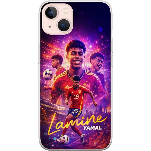 Kompatibel Mobilcover til Apple iPhone 13 Lamine Yamal-fodboldplakat i spansk landsholdstrøje med action i højt tempo, farverig sportsillustration ti Kompatibel Mobilcover til Apple iPhone 13 Lamine Yamal-fodboldplakat i spansk landsholdstrøje med action i højt tempo, farverig sportsillustration ti