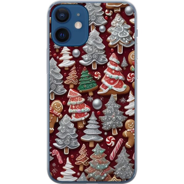 Kompatibelt Mobilskal till Apple iPhone 12 mini Christmas cookies julkakor gingerbread granar pepparkakor holiday pattern candy cane julgran design