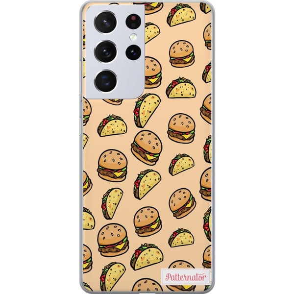 Kompatibelt Mobildeksel til Samsung Galaxy S21 Ultra 5G Fargerikt tegneseriedesign med hamburgere, taco, smeltet ost, salat, sprø skall og morsomme f Kompatibelt Mobildeksel til Samsung Galaxy S21 Ultra 5G Fargerikt tegneseriedesign med hamburgere, taco, smeltet ost, salat, sprø skall og morsomme f