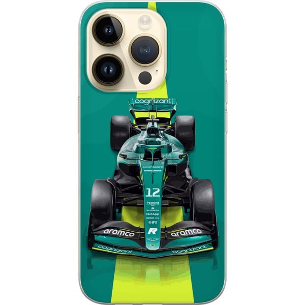 Yhteensopiva Puhelinkuori Apple iPhone 14 Pro Vihreä formula-auto modernilla kilpa-ajomuotoilulla ja pelkistetyllä studiotunnelmalla