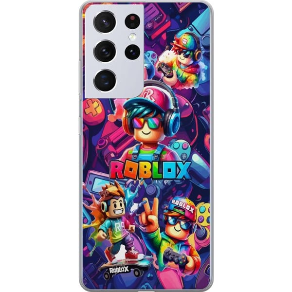 Kompatibelt Mobildeksel til Samsung Galaxy S21 Ultra 5G Fargerik Roblox-spillgruppe med hodetelefoner og neonfarger for barn og spillinteresserte Kompatibelt Mobildeksel til Samsung Galaxy S21 Ultra 5G Fargerik Roblox-spillgruppe med hodetelefoner og neonfarger for barn og spillinteresserte
