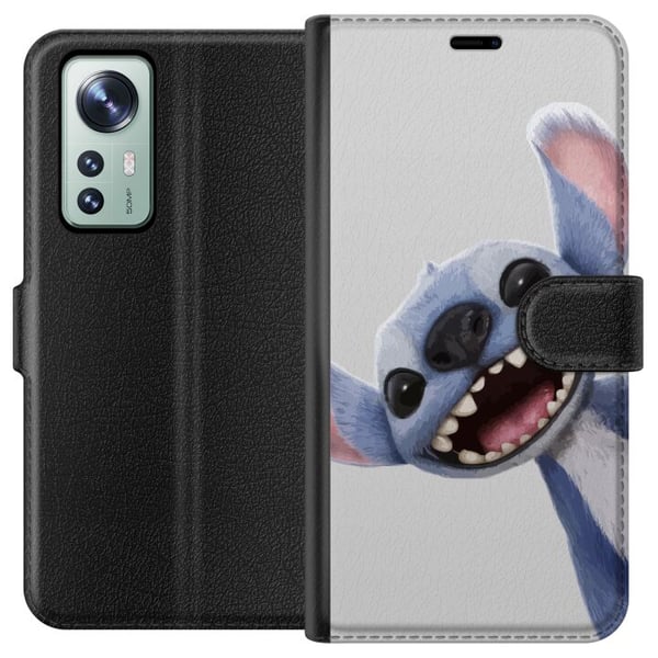 Yhteensopiva Lompakkokotelo Xiaomi 12 Stitch liikkeessä - Kawaii-suunnittelu faneille ja lapsille Yhteensopiva Lompakkokotelo Xiaomi 12 Stitch liikkeessä - Kawaii-suunnittelu faneille ja lapsille