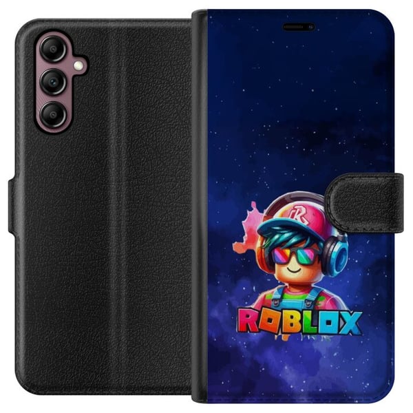 Kompatibelt Plånboksfodral till Samsung Galaxy A14 5G Roblox Space Explorer Design futuristiskt rymdtema med färgstarka detaljer spelkänsla och neonl