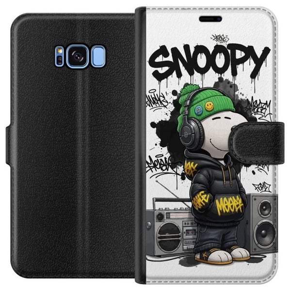 Yhteensopiva Lompakkokotelo Samsung Galaxy S8 Streetwear-tyyliin pukeutunut Snoopy, kuulokkeet päässään ja graffitityylisenä, seisoo boomboxin vieres Yhteensopiva Lompakkokotelo Samsung Galaxy S8 Streetwear-tyyliin pukeutunut Snoopy, kuulokkeet päässään ja graffitityylisenä, seisoo boomboxin vieres