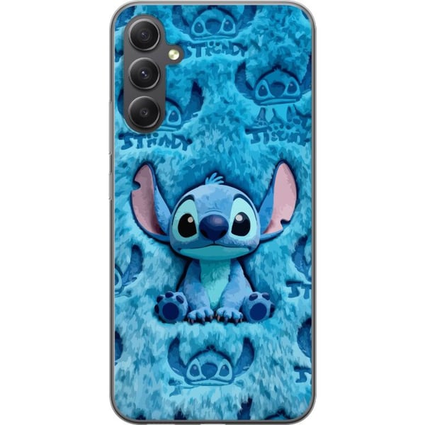 Kompatibel Mobilcover til Samsung Galaxy S23 FE Stitch sidder på et fluffy blåt mønster med sit ansigt og sine ører gentaget som tekstur, hvilket ska Kompatibel Mobilcover til Samsung Galaxy S23 FE Stitch sidder på et fluffy blåt mønster med sit ansigt og sine ører gentaget som tekstur, hvilket ska