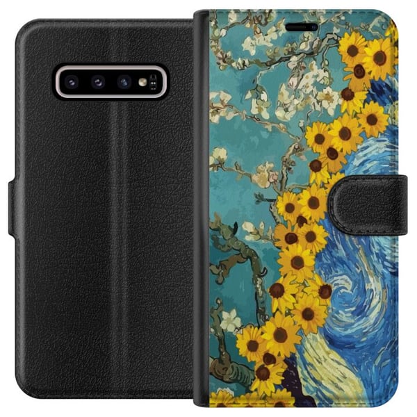 Kompatibelt Plånboksfodral till Samsung Galaxy S10+ Van Gogh poster sunflower Starry Night konst blommor målning artistisk retro art impressionism de