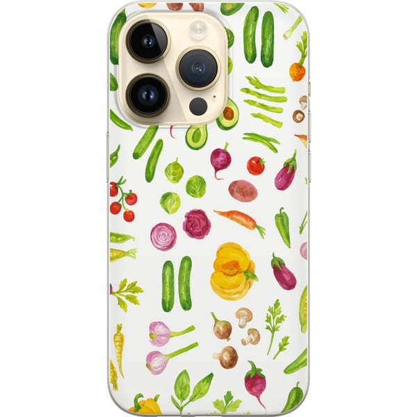 Kompatibel Mobilcover til Apple iPhone 14 Pro grøntsager mønster grøntsager avocado tomat agurk broccoli sund mad plakat køkken design retro