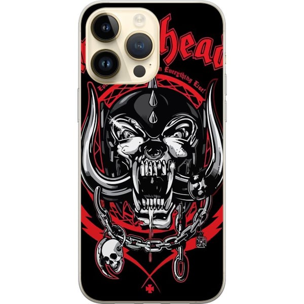 Kompatibel Mobilcover til Apple iPhone 15 Pro Max Motörhead-dødningehoved i rød og sort, hardrockdesign til fans af klassisk metal og energi