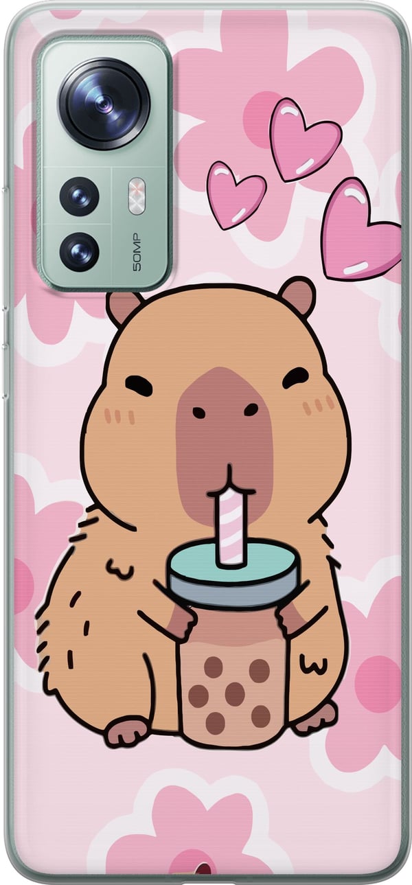 Kompatibel Mobilcover til Xiaomi 12 Kawaii Capybara Hjerte Anime Stil Sød Design Dyremotiv TikTok Populær Gave Pige