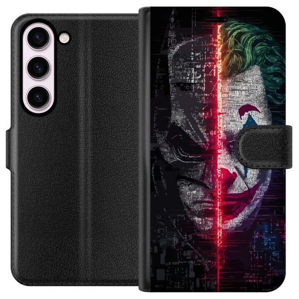Kompatibel Tegnebogsetui til Samsung Galaxy S23 Batman Joker-plakat DC Comics Gotham-skurke delt ansigt Dark Knight-film retro fanart helt skurk Kompatibel Tegnebogsetui til Samsung Galaxy S23 Batman Joker-plakat DC Comics Gotham-skurke delt ansigt Dark Knight-film retro fanart helt skurk