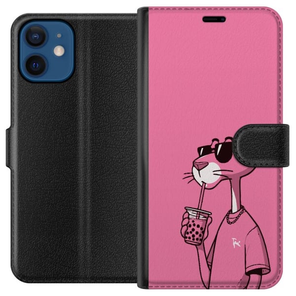 Kompatibel Tegnebogsetui til Apple iPhone 12 Pink Panther Drink