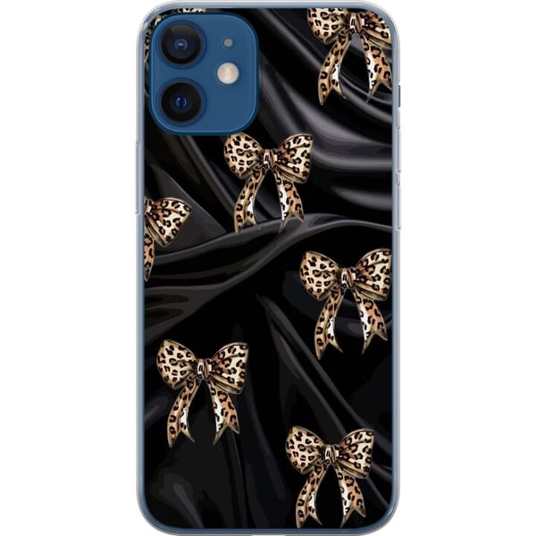 Kompatibelt Mobilskal till Apple iPhone 12 Leopardrosetter på svart siden lyxigt mönster med exklusiv modekänsla perfekt för dig som gillar elegant d