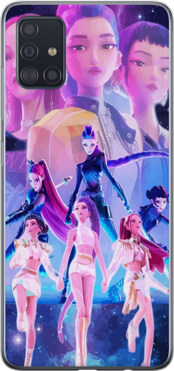 Kompatibelt Mobildeksel til Samsung Galaxy A51 Kosmisk neonmiljø med K-pop-inspirert jentegruppe i futuristisk scenografi