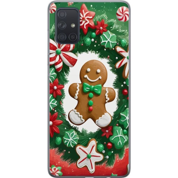 Kompatibel Mobilcover til Samsung Galaxy A71 jul peberkage plakat peberkage julekager juletræ slik søtsager julemotiv retrodesign