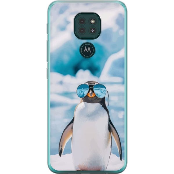 Kompatibelt Mobilskal till Motorola Moto G9 Play Pingvin med glasögon rolig vinterdesign humoristisk kall stil med is hav och trendig modern känsla a