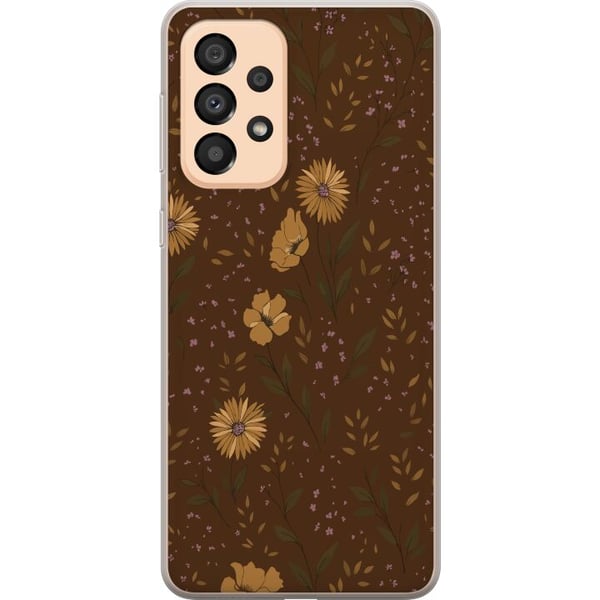 Yhteensopiva Puhelinkuori Samsung Galaxy A33 5G Retro kukkakuvio ruskea tausta kukat vintage 70-luvun tyyli boheemi tapettisuunnittelu painatus