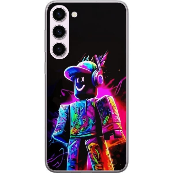 Kompatibel Mobilcover til Samsung Galaxy S23+ Roblox Neon Player Farverig Roblox-figur i neonfarver mod sort baggrund i moderne gamingstil Kompatibel Mobilcover til Samsung Galaxy S23+ Roblox Neon Player Farverig Roblox-figur i neonfarver mod sort baggrund i moderne gamingstil