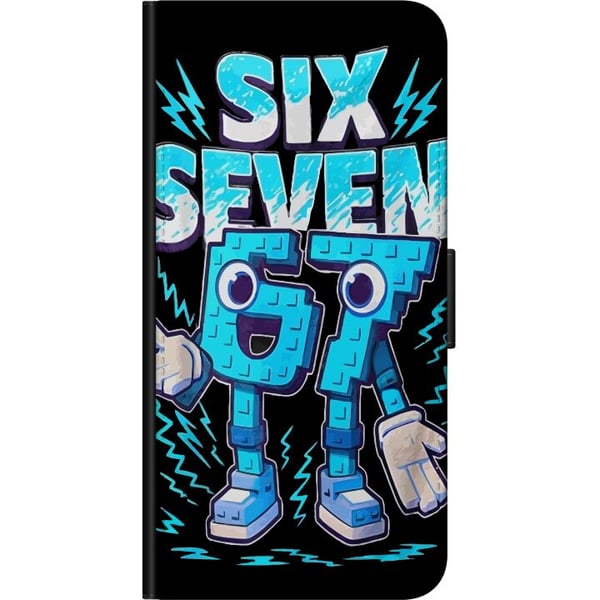 Kompatibelt Lommeboketui til Samsung Galaxy A03s Lekfull blå Six Seven-illustrasjon i retro arkadestil med sterk typografi og gamingfølelse
