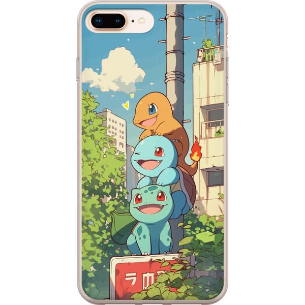 Yhteensopiva Puhelinkuori Apple iPhone 8 Plus City Trio kolme iloista pientä hahmoa kaupunkiympäristössä, sininen taivas ja vihreitä puita, viehättäv Yhteensopiva Puhelinkuori Apple iPhone 8 Plus City Trio kolme iloista pientä hahmoa kaupunkiympäristössä, sininen taivas ja vihreitä puita, viehättäv