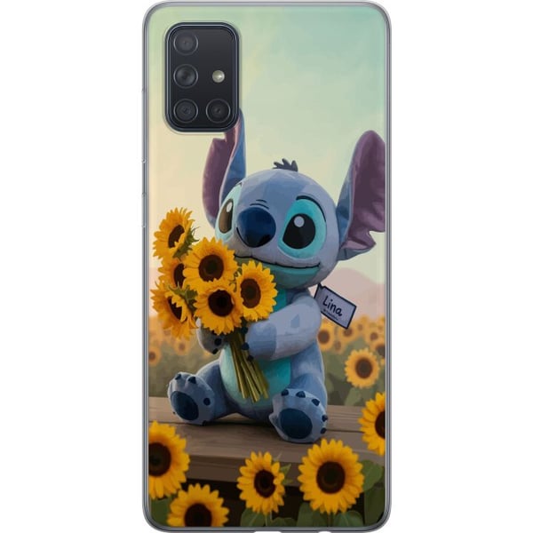 Kompatibel Mobilcover til Samsung Galaxy A71 Disney Stitch solsikkeplakat Lilo og Stitch blå aliensolsikker sød kawaii-figur markdesign kunst