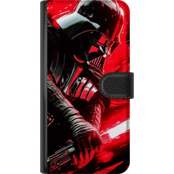 Yhteensopiva Lompakkokotelo Xiaomi 12 Pro Darth Vader punaisella valomiekalla, voimakas futuristinen design, joka on saanut inspiraationsa galaksin p