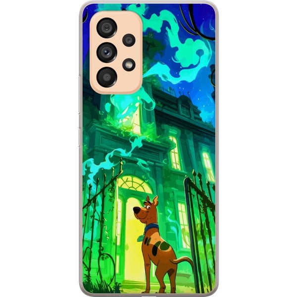 Kompatibelt Mobildeksel til Samsung Galaxy A53 5G Scooby Doo hjemsøkt hus-plakat tegnefilm mysterium hund spøkelse grønn skummel Halloween retro seri