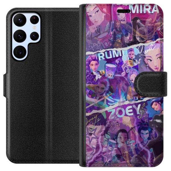 Yhteensopiva Lompakkokotelo Samsung Galaxy S22 Ultra 5G Valorant tytöt juliste Mira Rumi Zoey Riot Games anime-pelaaminen agentit neon-tyyli hahmo fa