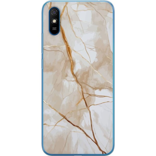 Kompatibelt Mobilskal till Xiaomi Redmi 9A Vit marmor med guldådror elegant lyxig design perfekt för dig som älskar stil och klass
