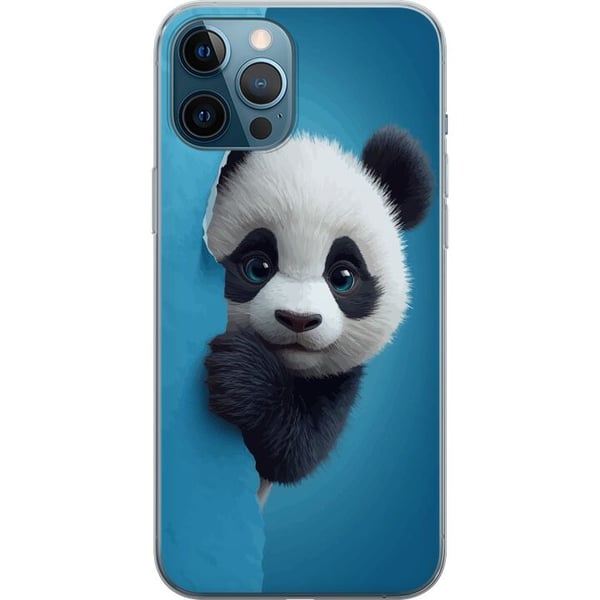 Kompatibelt Mobildeksel til Apple iPhone 12 Pro Max Søt panda som titter frem gjennom papir i myk 3D-illustrasjon