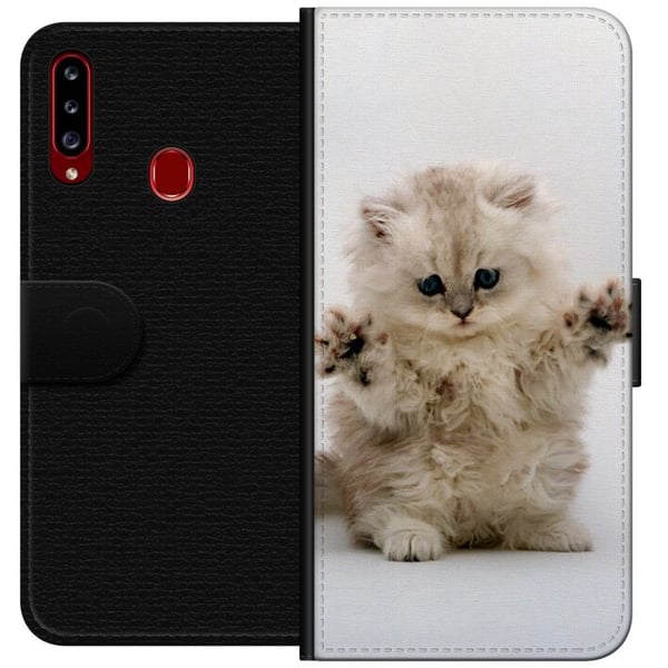 Kompatibelt Plånboksfodral till Samsung Galaxy A20s Katt