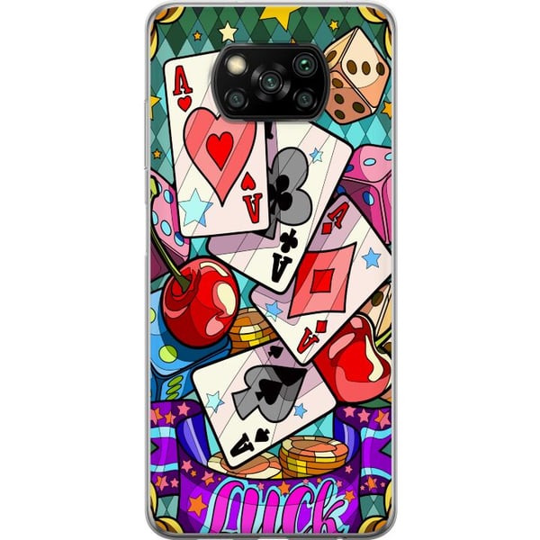 Kompatibel Mobilcover til Xiaomi Poco X3 NFC Lucky Hands casino-popartdesign med spillekort, terninger, kirsebær og retroinspireret farverig stil