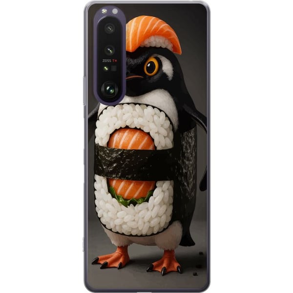 Kompatibel Mobilcover til Sony Xperia 1 III Sushi-pingvindesign – Kreativt kawaii-motiv med laks, ris og tang