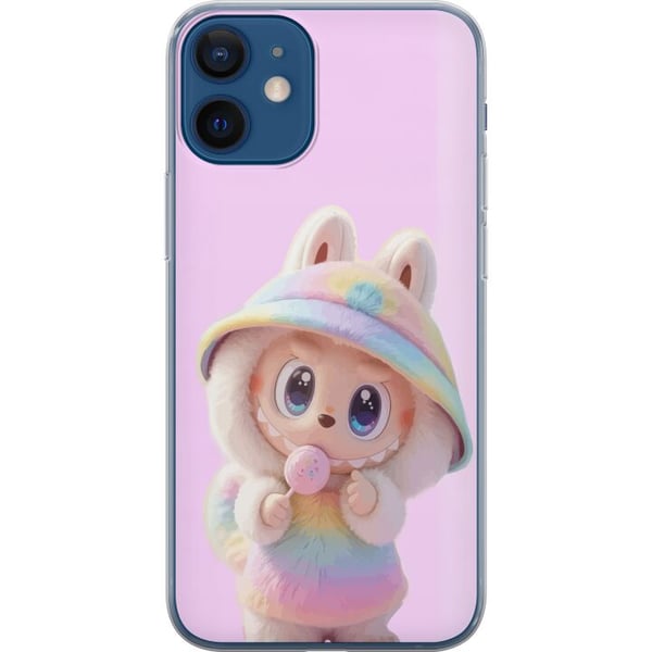 Kompatibelt Mobilskal till Apple iPhone 12 Rainbow Bunny Cutie gulligt motiv med pastellfärger och söt karaktär i luvtröja