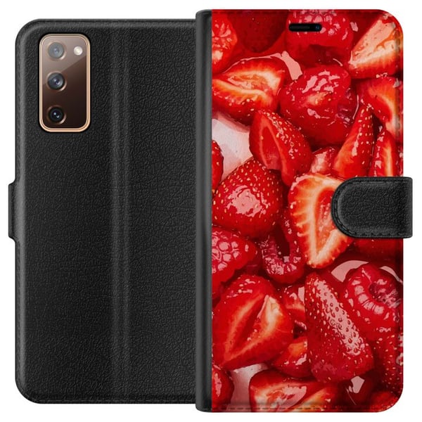 Kompatibel Tegnebogsetui til Samsung Galaxy S20 FE Jordbærmønster - sødt motiv med sommerstemning