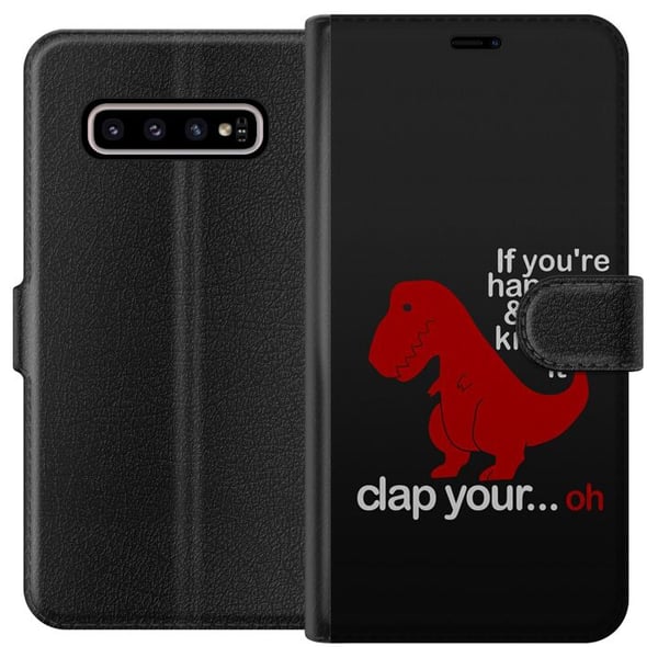 Kompatibelt Plånboksfodral till Samsung Galaxy S10+ Dinosaurie