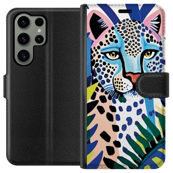 Kompatibel Tegnebogsetui til Samsung Galaxy S23 Ultra Livlig Leopard
