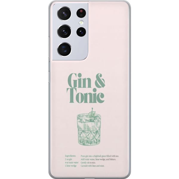 Kompatibelt Mobilskal till Samsung Galaxy S21 Ultra 5G Gin och tonic i stilren retroillustration Kompatibelt Mobilskal till Samsung Galaxy S21 Ultra 5G Gin och tonic i stilren retroillustration