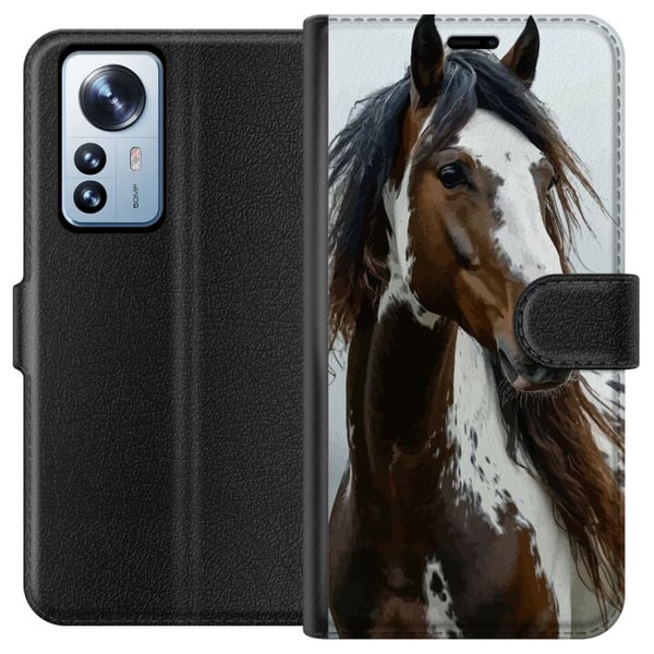 Yhteensopiva Lompakkokotelo Xiaomi 12 Pro Hevonen Eläimet Aihe Graafinen Suunnittelu Luonto Vahva Aihe Suosittu Taide Eläinten Teema Ratsastus